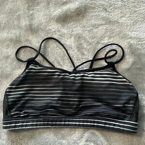 Lululemon Striped Black and Gray Strappy Back Bra | Size 8
